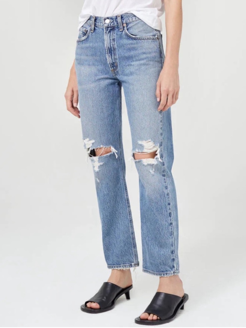 AGOLDE Mia Mid Rise Straight Distressed Jeans Size 25